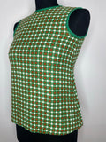 womens  vintage  true vintage  top  Tank Top  tank  sleeveless  scooter  mod  Green  fortnum & mason  brown  60s  4  1960s