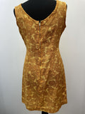 zip back  zip  Yellow  womens  vintage  Urban Village Vintage  sleeveless  retro  patterened  mustard  MOD  kneelength  floral dress  floral  Cotton  brown  bow  back zip  60s  1960s  12  10
