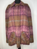 Vintage 1960s Mohair and Wool Check Cape in Mauve - Size S-M