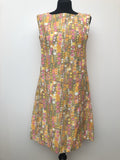womens  vintage  Urban Village Vintage  sleeveless  pink  multi  MOD  floral print  dress  Circle print  Bernard Freres  60s  1960s  10