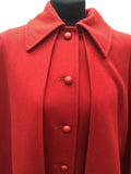 Womens 1960s Vintage Cape Coat Red Size 14 60s long coat Urban Village Vintage Clothing