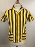 yellow  vintage  Urban Village Vintage  urban village  towelling fabric  Stripes  Shirt  Printed T-Shirt  printed shirt  Mens Shirts  mens  m  Drifters by Mentor  brown  70s  70  50s style  1970s  100% cotton