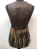 womens  vintage  Urban Village Vintage  urban village  Suede Jacket  suede fringing  Suede  stitch detailing  stitch detail  sleevless  retro  Jacket  fringing  fringed  fringe  festival  dark brown  coat  brown stitch  brown  boho  bohemian  8  70s  1970s