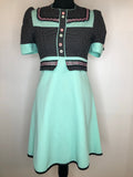 1960s Polka Dot and Crochet Trim Dress - Size UK 8