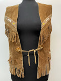 Vintage 1960s 1970s Navajo Suede Waistcoat - Size UK 10