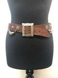 1960s Embellished Leather Hippie Belt - Small