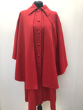 Womens 1960s Vintage Cape Coat Red Size 14 60s long coat Urban Village Vintage Clothing