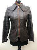 1970s Fitted Leather Jacket in Brown - Size 10