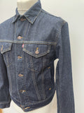 vintage  Urban Village Vintage  urban village  stitch detailing  stitch detail  S  pockets  Navy Jacket  Navy  mens  levis strauss  levis  levi strauss  levi  front pockets  denim style  Denim jacket  denim  collared  collar  chest pockets  brown stitch  70s  1970s