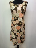 zip  womens  vintage  Urban Village Vintage  urban village  summer dress  sleeveless  retro  orange  MOD  midi dress  midi  floral print  floral dress  floral  dresses  dress  decorative buttons  clifton  button detailing  button detail  button  brown  back zip  70s  1970s  16