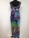 boho  psychedelic  psych  hippie  hippy  1960s  tunic top  two piece  Urban Village Vintage  Purple  Multi  tie dye  crochet  8  womens  wide leg  white  vintage  tunic  trousers  top  suit  set  Rare  orange  flares  60s
