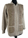 zip front  Wool  womens  Welsh Country Knitwear  vintage  Urban Village Vintage  urban village  UK  style  pure wool  pure new wool  pockets  ladies  knitwear  knitted  knit pattern  knit  fashion  collared  collar  clothing  clothes  cardigan  cardi  button  brown  birmigham  belted  beige  autumnal  autumn  70s  1970s  10