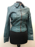 womens  vintage  Urban Village Vintage  long sleeve  Leather Coat  Leather  Green  bomber jacket  8  70s  70  1970s