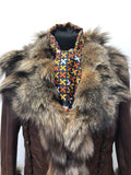 womens  Winter Coat  vintage  real fur  long coat  Leather detailing  Leather  fox fur  coat  brown  Avinue London Urban Village Vintage