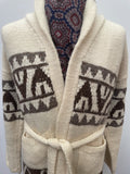 waist belt  vintage  Urban Village Vintage  urban village  starsky & hutch  patterned  pattern  mens  M  long sleeve  knitted  knit  cardigan  cardi  belted jacket  belted  belt  aztec print  aztec  70s  1970s