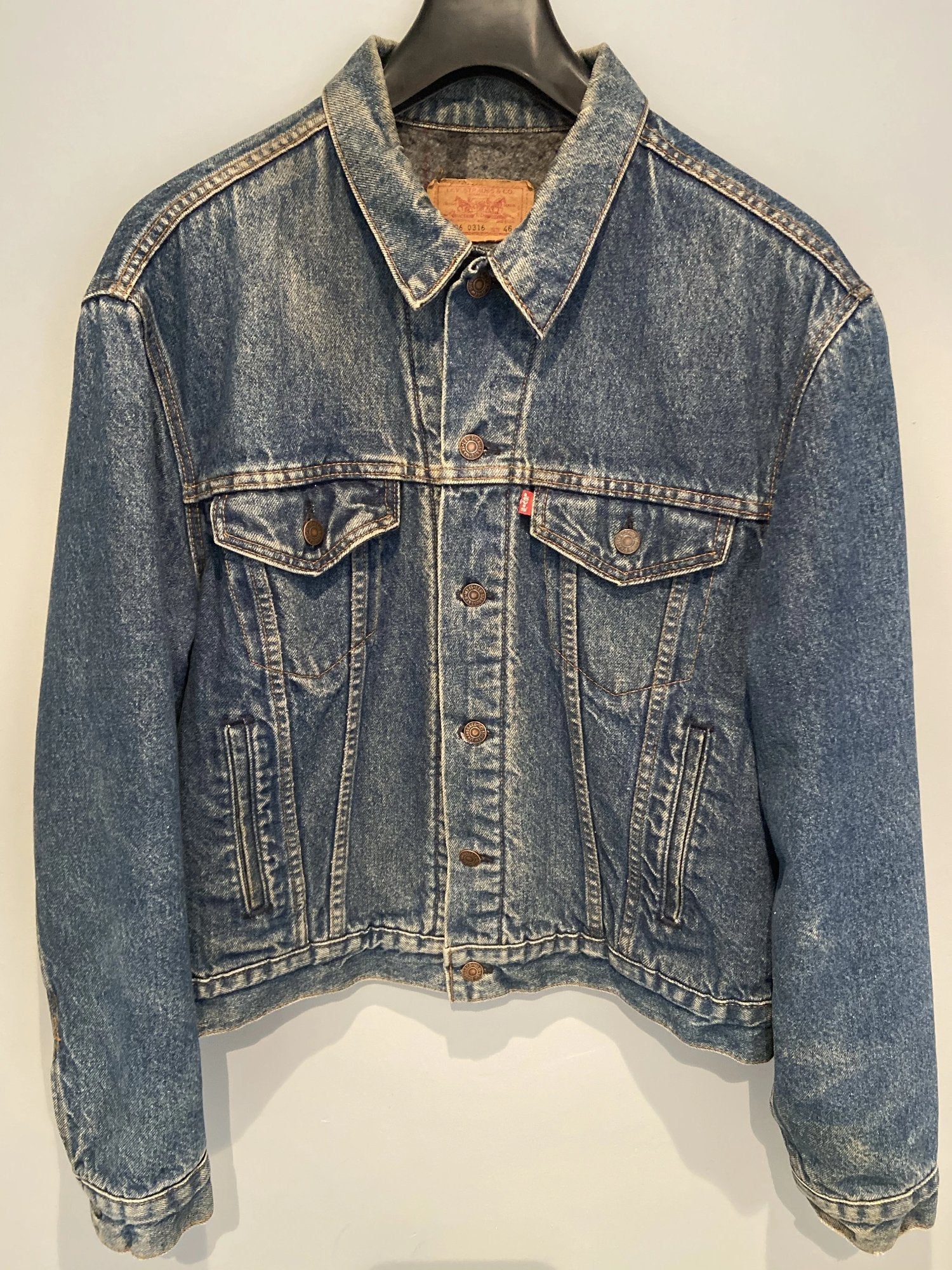 Vintage 1990's Levis Denim Blanket Lined Trucker Jacket Blue