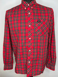 vintage  Urban Village Vintage  tartan  Shirt  retro  Red  MOD  mens  long sleeves  Long sleeved top  long sleeve  L  Fred Perry  fred  embroidered logo  Embroidered  collar  checked  button down collar  button down