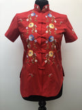 womens  vintage  Urban Village Vintage  urban village  short sleeved  short sleeve  Shirt  red  oriental  floral embroidery  embroidered  chinease  blouse  8