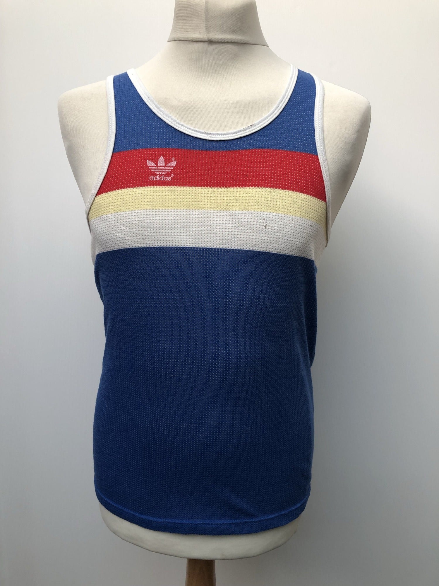 vest top  Urban Village Vintage  tee  tank top  stripes  Sportswear  S  retro  mens  Logo design  logo  blue  adidas  80s  70s  1980s  1970s