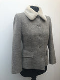 Wool Blend  womens  Urban Village Vintage  short  Laura Ashley  Jacket  Grey  blazer jacket  Blazer  8 urban village vintage