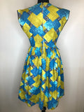 zip  womens  vintage  Urban Village Vintage  urban village  midi dress  midi  Green  fitted waist  dress  blue  50s  50  1950s  10