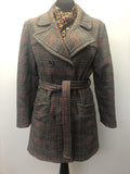 70s  1970s  check coat  double breasted coat  womens coat  coat  womens jacket  womens  vintage  Red  jacket  Grey  checked  check  blazer jacket  blazer  belted blazer  14 Urban Village Vintage