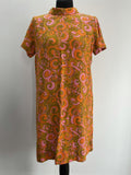 1960s Bright Psychedelic Print Short Sleeve Mod Mini Shift Dress - Size UK 12