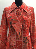 zip back  zip  womens  vintage  Urban Village Vintage  urban village  unique print  straps  retro  red  pussybow  long sleeve  frill detail  floral print  floral dress  floral  dress  dagger collar  blouse  back zip  70s  1970s  10