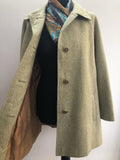 womens  winter coat  vintage  Urban Village Vintage  urban village  long sleeve  Jacket  Green  fabric button  collar  coat  button down  button  big button  Aquascutum  60s  1960s  16