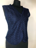 womens  waistcoat  vintage  vest  Urban Village Vintage  urban village  sleeveless  open front  Nicholas Gale  Lightweight Knit  light knitwear  knitwear  knitted  knit  cardi  blue  10