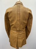 vintage  Urban Village Vintage  urban village  mustard  mens  M  long sleeve  leather stitch  Leather Jacket  Leather Coat  Leather  Jacket  david conrad  collar  button down  big collar  belted jacket  belted  belt  70s  1970s
