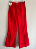 1970s Deadstock High Waisted Flare Trousers in Red - UK 6