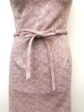 womens  vintage  Urban Village Vintage  round neck  pink  patterned dress  patterned  MOD  metallic  glitter  dress  collar dress  back zip  8  60s  1960s