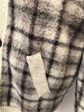 wool  vintage  Urban Village Vintage  mens  L  knitwear  knitted  knit  jacket  fully lined  cream  checked  check  60s  60  1960s  1960