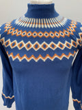 vintage  Urban Village Vintage  urban village  retro  polo neck  patterned  pattern  orange  mens  long sleeves  Long sleeved top  long sleeve  light knit  knitwear  knitted  knit  Fairisle Pattern  fairisle  blue  70s  1970s
