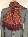 womens  vintage  Urban Village Vintage  urban village  tootal  retro  red  Paisley Print  paisley inspired  paisley  made in england  fringing  fringed  fringe  cream  burgundy  60s  1960s