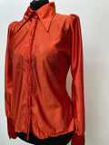 womens  vintage  Urban Village Vintage  urban village  silk  Shirt  orange  dagger collar  collar  button up  button  blouse  big collar  70s  1970s  12