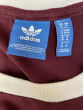 vintage  Urban Village Vintage  urban village  top  tee  summer  short sleeved  short sleeve  ringer  retro  mens  M  logo  burgundy  adidas  3 stripe