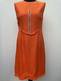 1960s Sleeveless Orange Midi Dress - Size 12