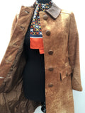 womens coat womens vintage Urban Village Vintage Suede Jacket Suede silk Neville Walters long sleeve long length coat lining jacket hide dress cow hide coat button down button brown 8 60s 1960s