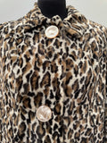 womens jacket  womens coat  womens  Winter Coat  vintage  Urban Village Vintage  urban village  sleeve  silk  short sleeved  retro  MOD  long cape  lining  lepoard print  Jacket  decorative buttons  collar dress  collar  cheetah print  Cape Coat  cape  button down  animal print  60s  1960s