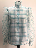 1970s Victorian Style Check Blouse by Marion Donaldson - Size UK 14