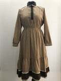1970s Dogtooth Victorian Style Dress by Jon Adams - Size UK 10