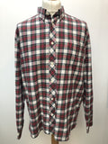 Fred Perry Check Shirt Red and White Size XL MOD Mens Clothing Button Down Collar Urban Village Vintage