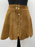 1960s Scalloped Suede Mini Skirt - Size 10