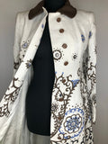 womens  white  vintage  Urban Village Vintage  MOD  long sleeve  floral print  floral  coat  button  brown  blue  Barry Sherrard  60s  1960s  10