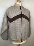 womens  vintage  MOD  mens  lightweight jacket  lightweight  L  check  brown  bomber style  bomber jacket  beige  70s  1970s