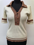 1970s Knitted Polo Top by Duke - Size 10