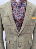 vintage  Urban Village Vintage  retro  pockets  mens  L  Jacket  Green  Cotton  coat  checkered  checked  check lining  check coat  check  button down  blazer jacket  Blazer  70  3 button  1970s