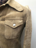 1970s Suede Safari Jacket in Beige - Size S